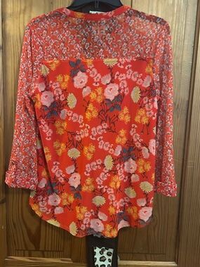 Ava & Grace Red Floral Long-Sleeve Blouse